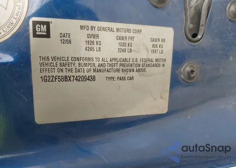 2007 Pontiac G6 Value Leader from USA, damaged, VIN 1G2ZF58BX74209438